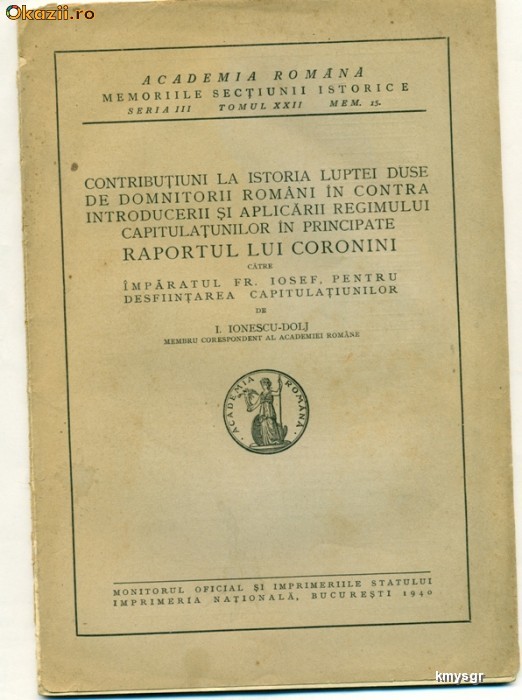 Contributiuni la Istoria Luptei duse de domnitorii romani contra introducerii si aplicarii regimului capitatiunilor in principate