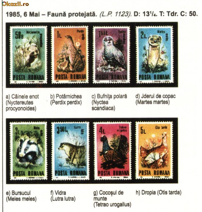 Fauna protejata, timbre neobliterate Fauna protejata, timbre neobliterate