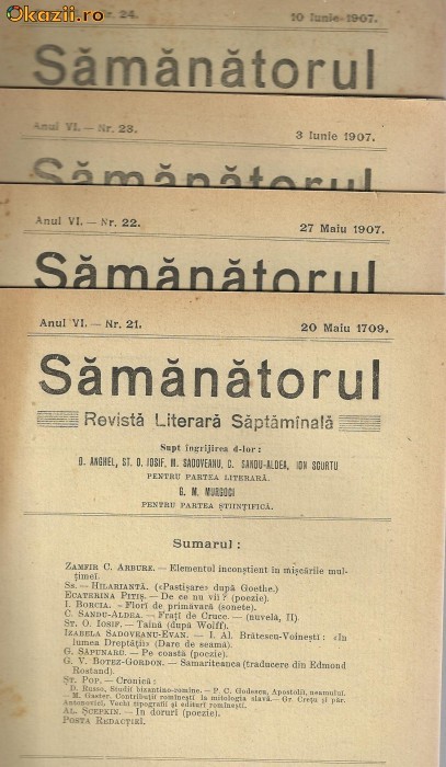 8 Reviste SAMANATORUL pe 1907 (numere consecutive)