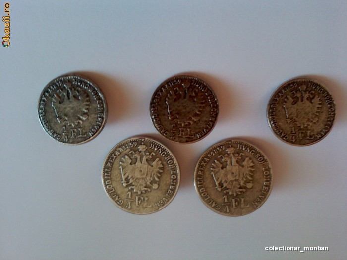 Lot nasturi 1/4 florin 1859 de colectie + bonus foto mare Lot nasturi 1/4 florin 1859 de colectie + bonus foto mare