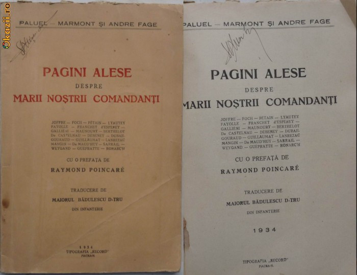 Fage , Pagini alese despre marii nostri comandanti , Piatra Neamt , 1934