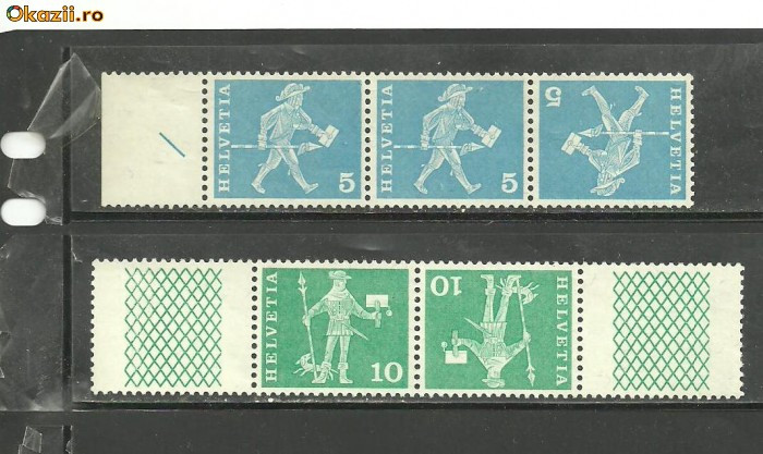 Elvetia 1960 - POSTAS MEDIEVAL, UZUALE TETE BECHE val.5 si 10 Centi, MNH, B6