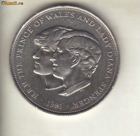 bnk mnd Marea Britanie Anglia 1 crown 1981 , Charles si Diana