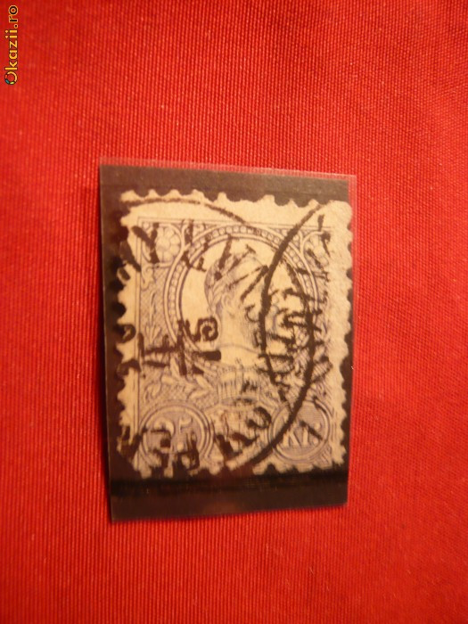 Timbru 25 Kr 1867 Ungaria ,Prima Emisiune ,stamp.Cluj