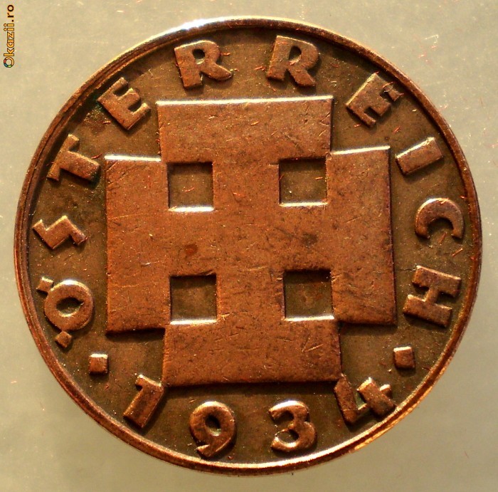 E.203 AUSTRIA 2 GROSCHEN 1934 RARA