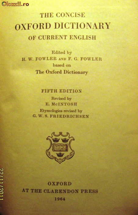 The Concise OXFORD Dictionary of current English The Concise OXFORD Dictionary of current English