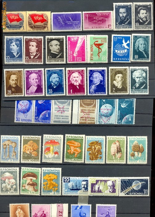 RO-25=ROMANIA 1958 Lot 19 serii cu 70 timbre nestampilate cu SARNIERA,MLH(*)