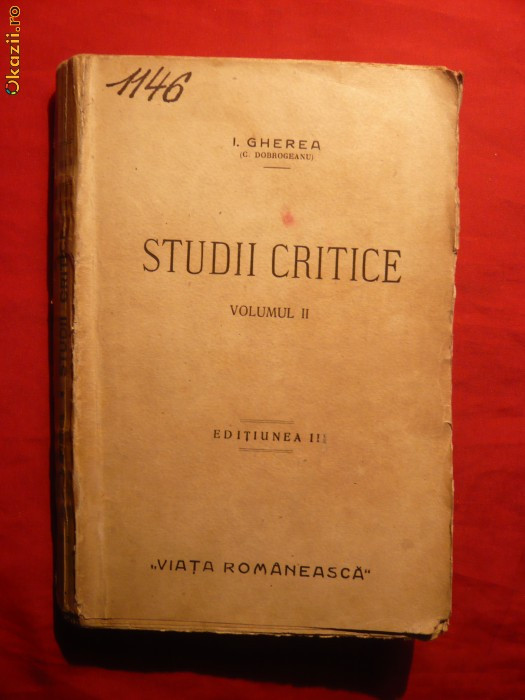 C.Dobrogeanu Gherea -Studii Critice vol 2 - 1923