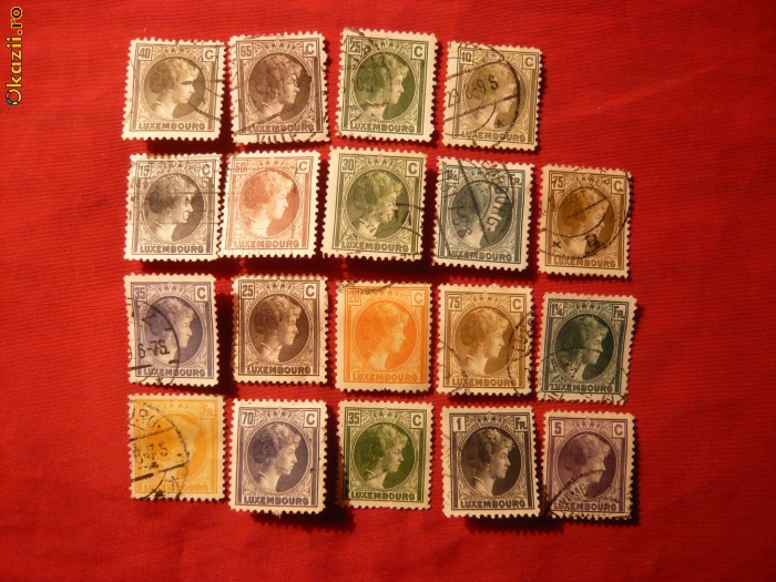 Set serii mici Uzuale Printesa Charlotte 1926 Luxemburg 19val.stamp