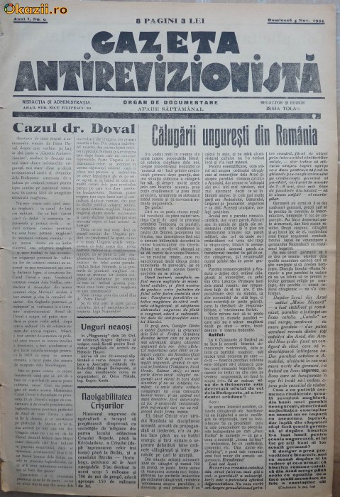 Gazeta antirevizionista , an 1 , nr 9 , Arad , 1934