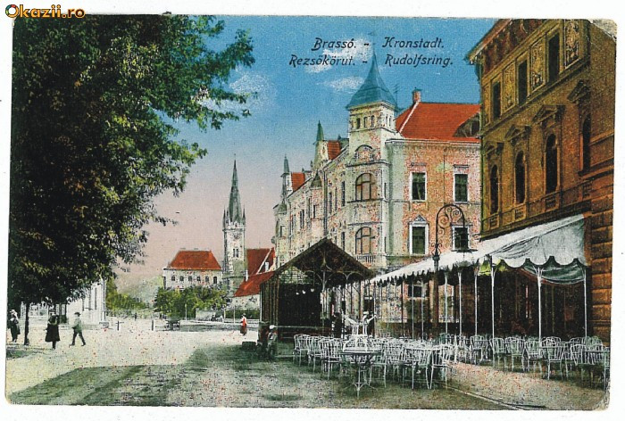2081 - BRASOV, terasa, berarie - old postcard, CENSOR - used - 1917