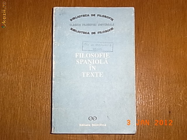 Filosofia spaniola in texte Filosofia spaniola in texte