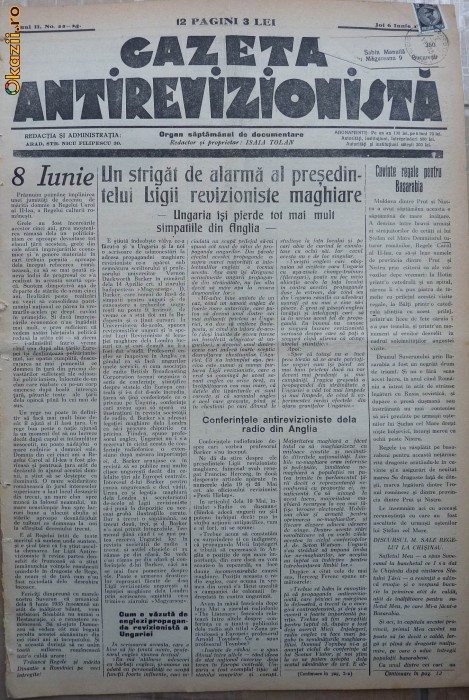Gazeta antirevizionista , an 2 , nr 22 - 23 , Arad , 1935
