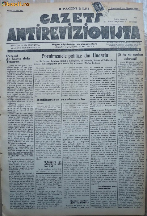 Gazeta antirevizionista , an 2 , nr 10 , Arad , 1935