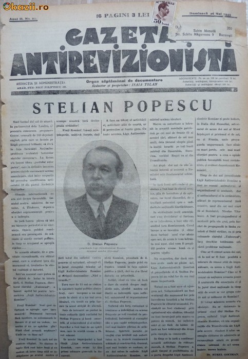 Gazeta antirevizionista , an 2 , nr 21 , Arad , 1935
