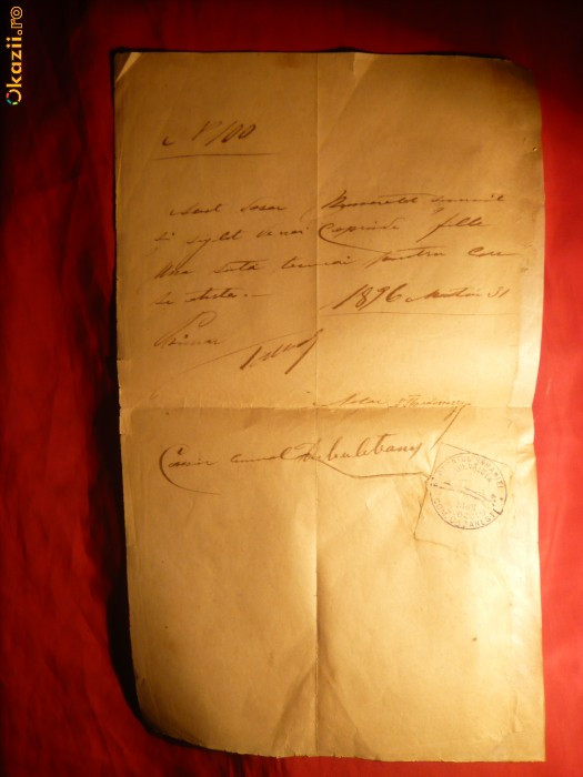 Document cu Stampila-Sigiliu datat 1888 -Comuna Cazanesti