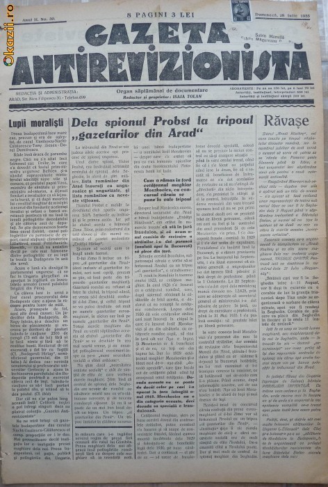 Gazeta antirevizionista , an 2 , nr 30 , Arad , 1935