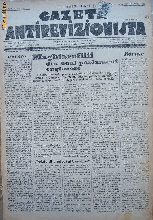 Gazeta antirevizionista , an 2 , nr 49 , Arad , 1935