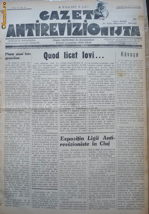 Gazeta antirevizionista , an 2 , nr 39 , Arad , 1935