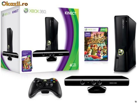 Consola XBOX 360 4G Kinect Senzor Joc Adventurer In cutie foto mare Consola XBOX 360 4G Kinect Senzor Joc Adventurer In cutie foto mare
