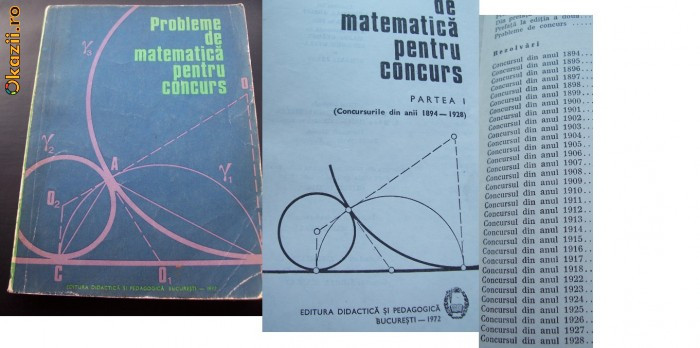 MATEMATICA , PROBLEME PENTRU CONCURS .ANII ,1894-1928