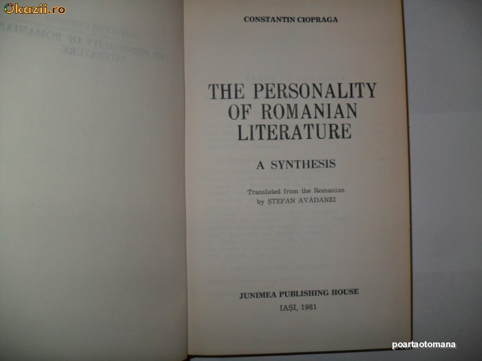 Constantin Ciopraga-Personalitatea literaturii romane {in limba engleza} Constantin Ciopraga-Personalitatea literaturii romane {in limba engleza}