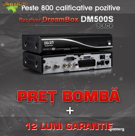 Dreambox DM500S DM 500 DM500 All Black *Super Oferta!! 12Luni Garantie + Sharing 30 zile GRATUITE!!! foto mare Dreambox DM500S DM 500 DM500 All Black *Super Oferta!! 12Luni Garantie + Sharing 30 zile GRATUITE!!! foto mare