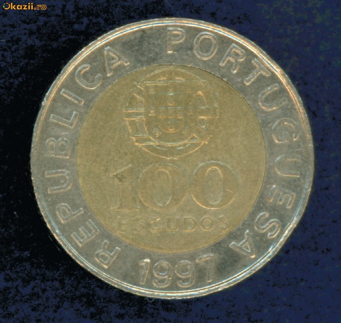 PORTUGALIA-MONEDA 100 ESCUDOS-1990-BIMETAL