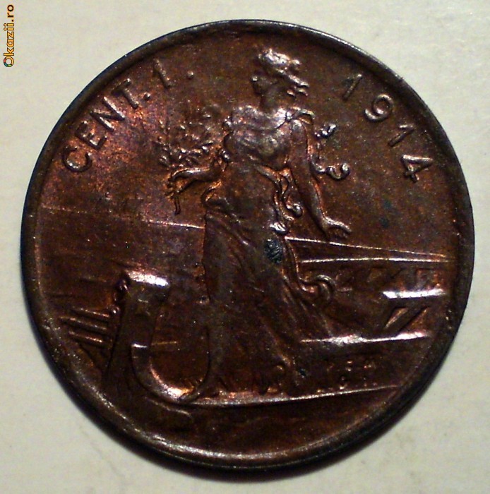 E.360 ITALIA VITTORIO EMANUELE III 1 CENTESIMO 1914 R XF/AUNC