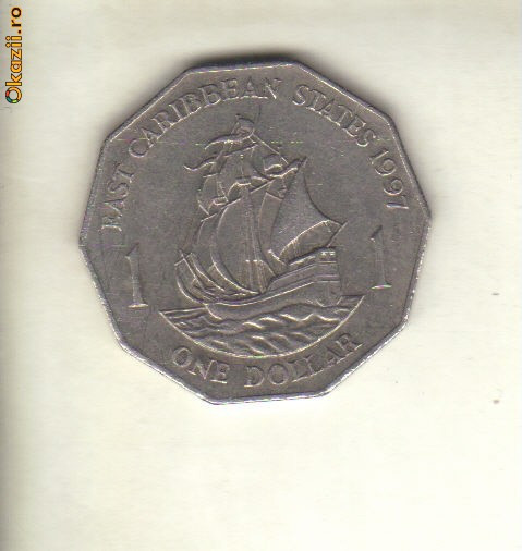 bnk mnd East Caribbean States 1 dollar 1997 , corabie
