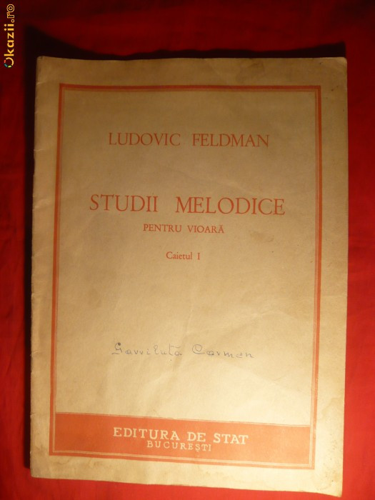 Caiet Partituri - Ludovic Feldman -Studii pt. Vioara-1950