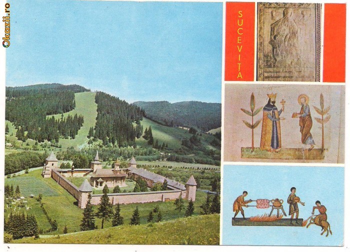 carte postala-SUCEVITA-Complex ahitectural medieval