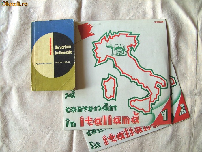 &quot;SA VORBIM ITALIENESTE&quot;, manual + doua discuri mari de vinil, Alex. Mircan, 1967