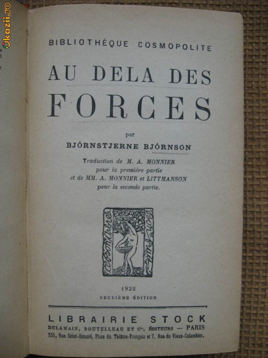 Bjoernstjerne Bjoernson - Au dela des forces (in limba franceza)