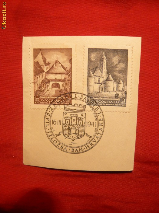Serie- Expoz. Filat.Zagreb 1941 Yugoslavia 2 val.cu stamp.I zi