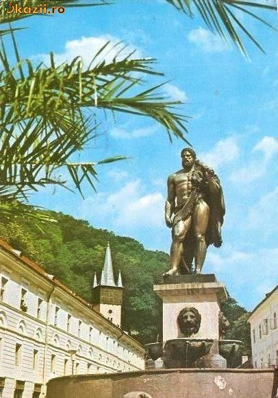 CP 212-62 Baile Herculane. Statuia lui Hercule -marca fixa - circulata 1971 -starea care se vede