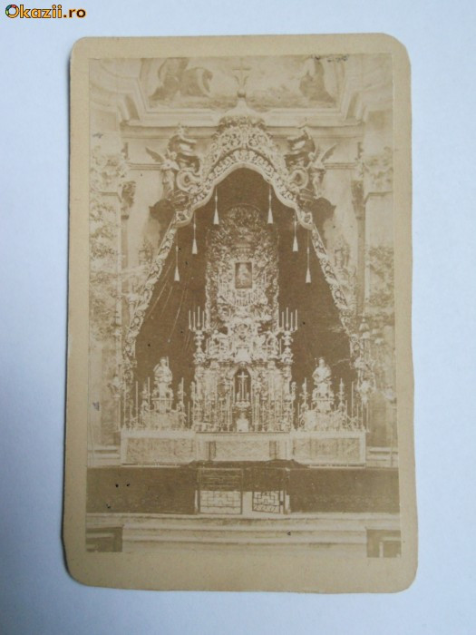 FOTO CDV, ALTAR BAROC, BISERICA SPANIA, C. 1870