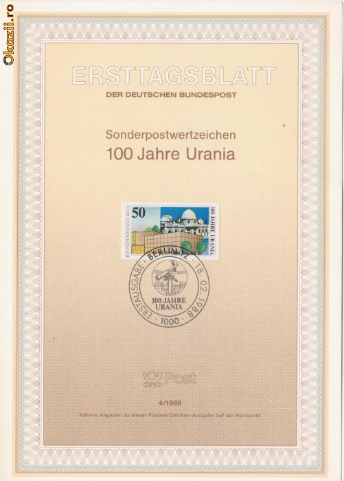 4.Carton de prezentare Germania 1988 4.Carton de prezentare Germania 1988