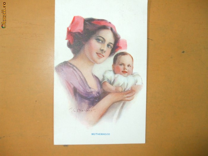 Carte postala Ilustratori Desen Charles Barber Motherhood mama copil