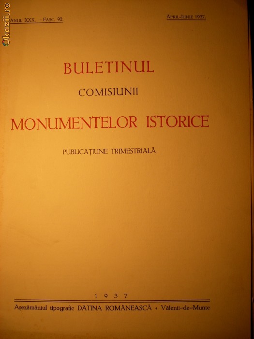 Buletinul Comisiunii Monumentelor Istorice - anul XXX - 1937