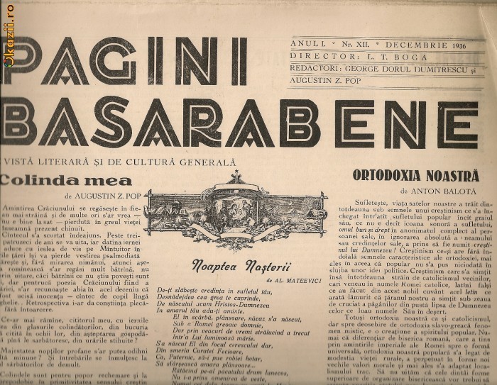 Pagini Basarabene - anul I, nr. XII - decembrie 1936 Pagini Basarabene - anul I, nr. XII - decembrie 1936