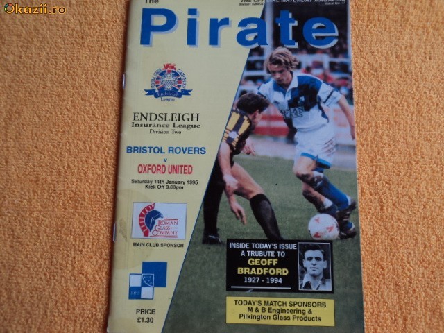Program fotbal BRISTOL ROVERS - OXFORD UNITED 14.01.1995 Program fotbal BRISTOL ROVERS - OXFORD UNITED 14.01.1995
