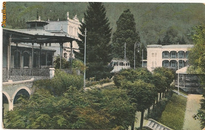 Baile Herculane - Parcul, Salonul de cura si Hotel Carol - 1926