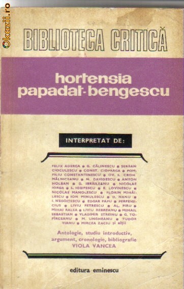 Hortensia Papadat Bengescu - interpretat de ... Hortensia Papadat Bengescu - interpretat de ...