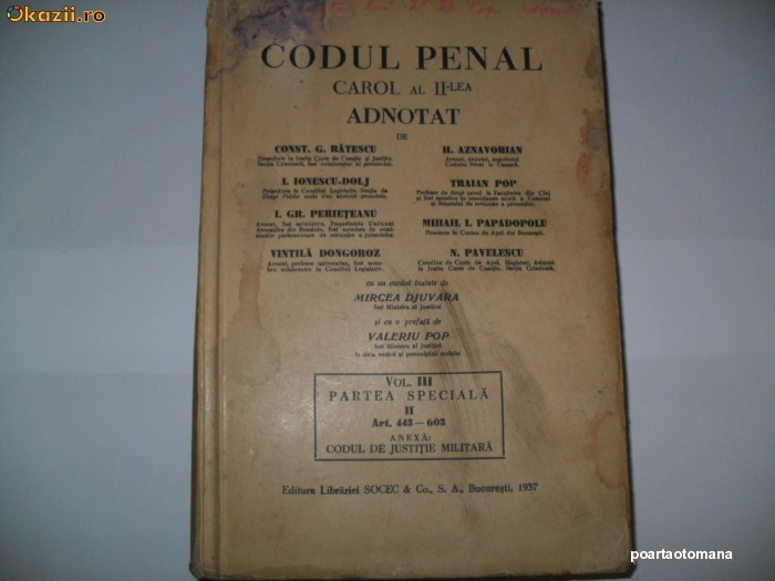 Codul Penal Carol al II-lea adnotat volumul III