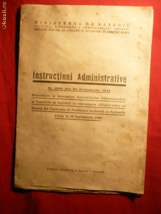 Instructiuni Administrative nr. 1200 -25 oct.1944 - Min.de Razboi