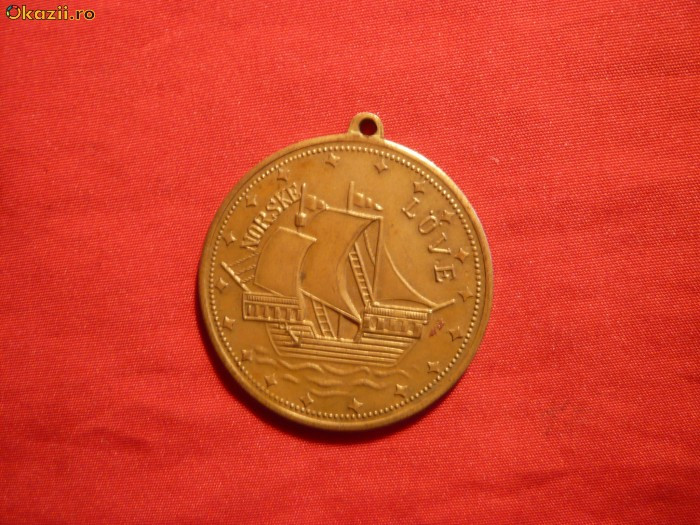 Medalie -Nava Norske Love , bronz , cu toarta