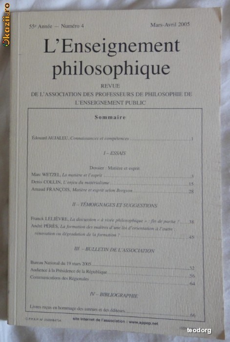 L&#039;enseignement philosophique 4/2005