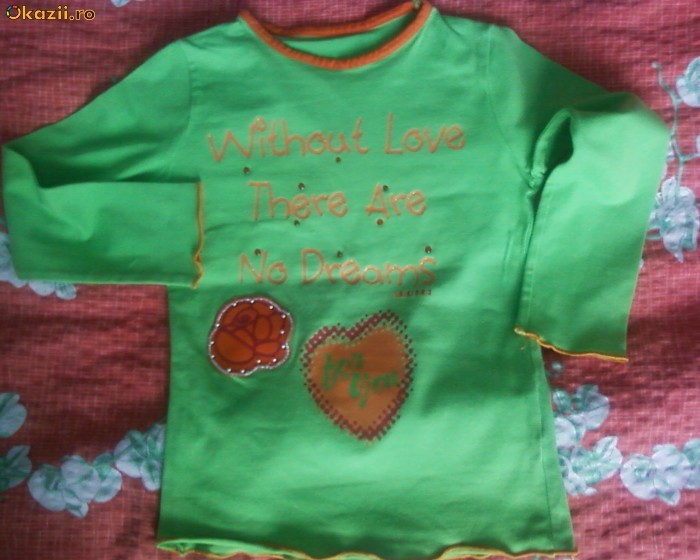 Bluza verde cu portocaliu LOVE Bluza verde cu portocaliu LOVE