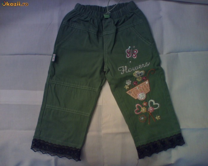 Pantaloni verzi cu dantela foto mare Pantaloni verzi cu dantela foto mare